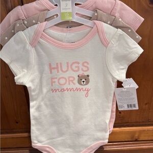 Hudson Baby Pink and Cream Bodysuit Set